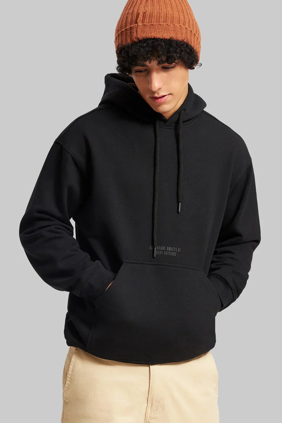 Black Pigment Print Hoodie