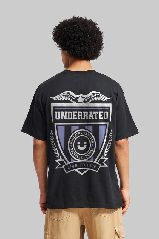 Live To Ride Underrated Black Oversized Fit T-Shirt Men