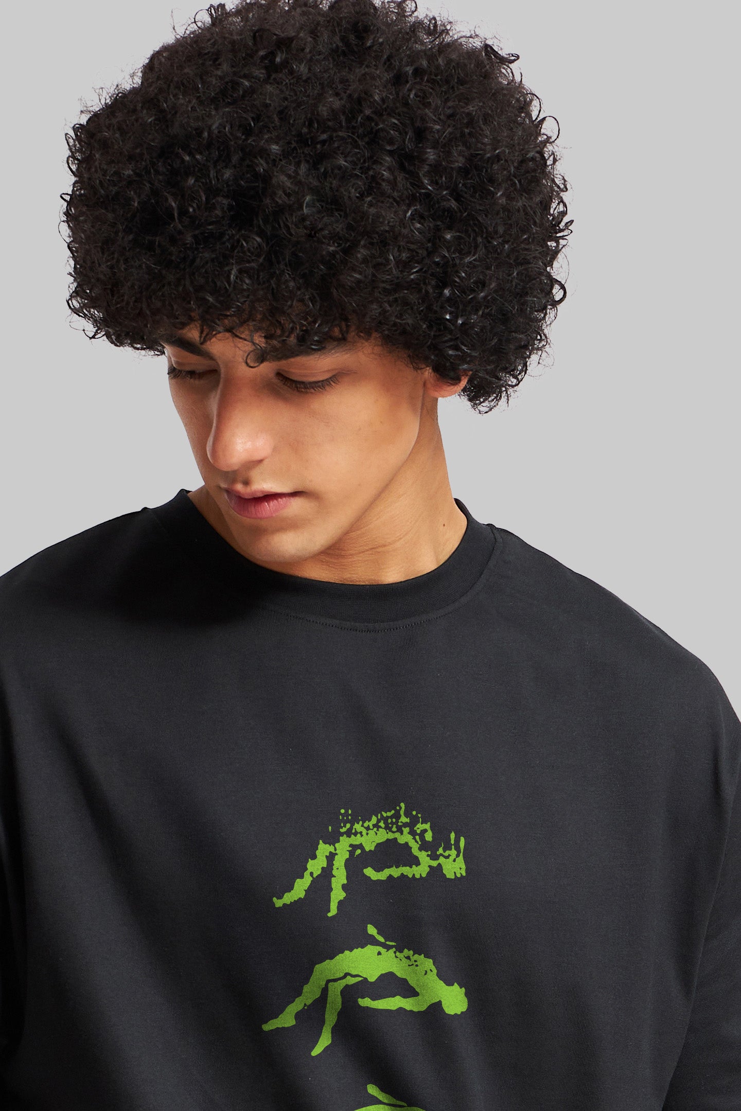 Freefall Black Oversized Fit T-Shirt Men