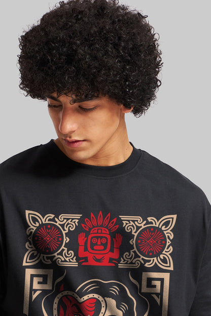 Masked Truth Black Oversized Fit T-Shirt Men