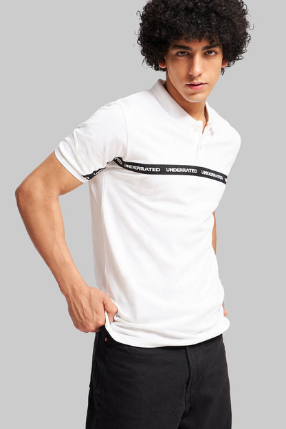 White Logo Tape Polo T-Shirt