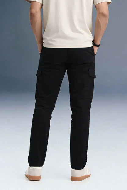 Black Mid Rise Regular Fit Men's Cargo