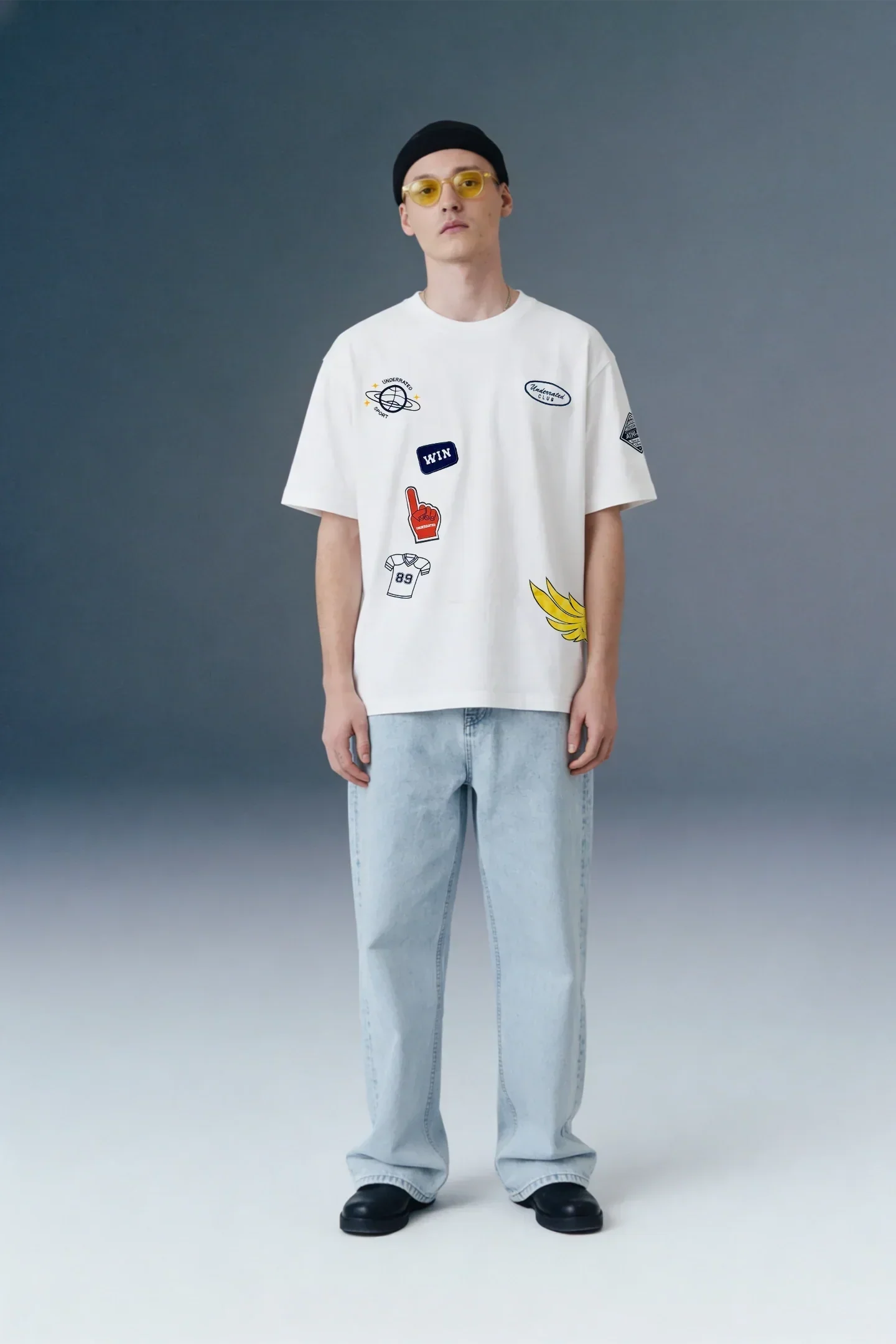 Varsity Patch White Oversized T-shirt Men