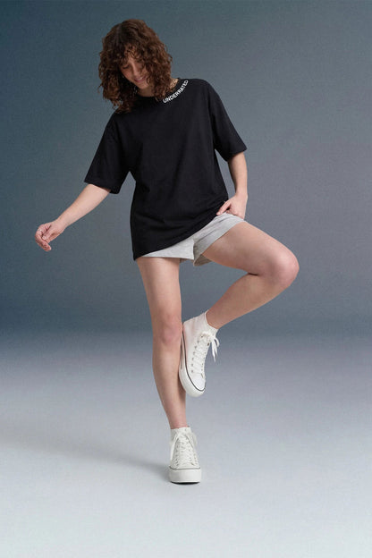 Underrated Curve Black Oversized T-shirt for Women