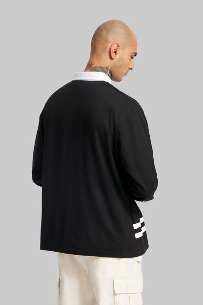 White Striped Black Polo