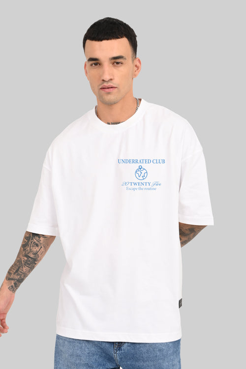 2025 Escape The Routine White Baggy Fit T-Shirt Men