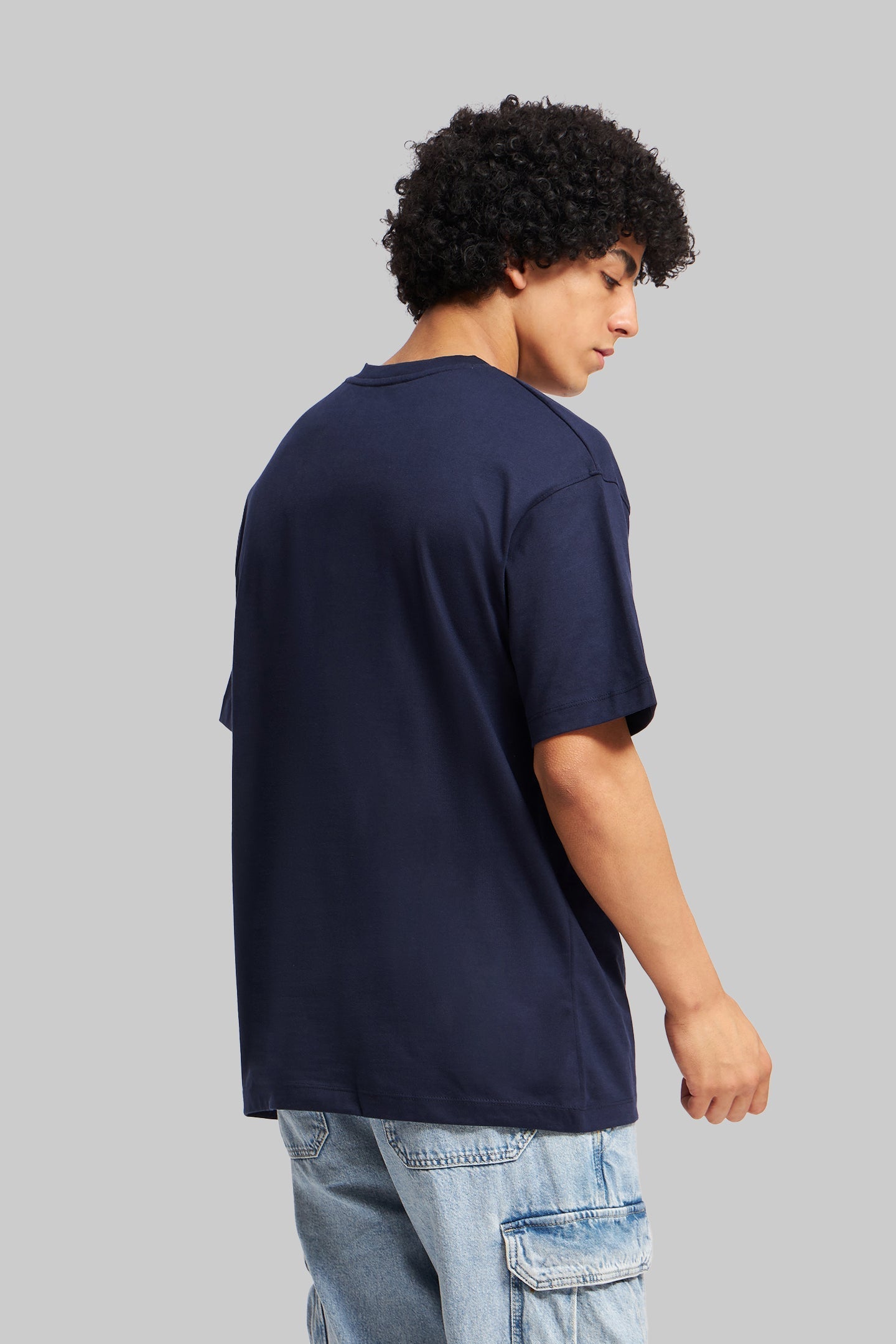Reflection Of You Navy Blue Oversized Fit T-Shirt Men