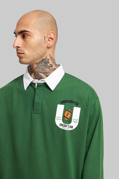 White Striped Green Polo
