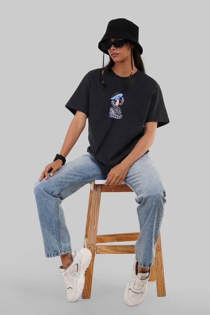 Mushroom Snake Black Boyfriend Fit T-Shirt Women