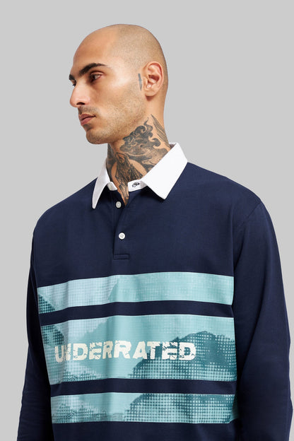 Navy Blue Printed Polo