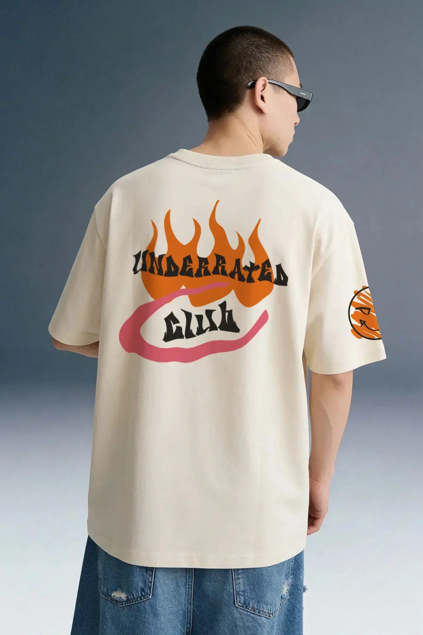 Not Antisocial Light Beige Oversized T-shirt Men