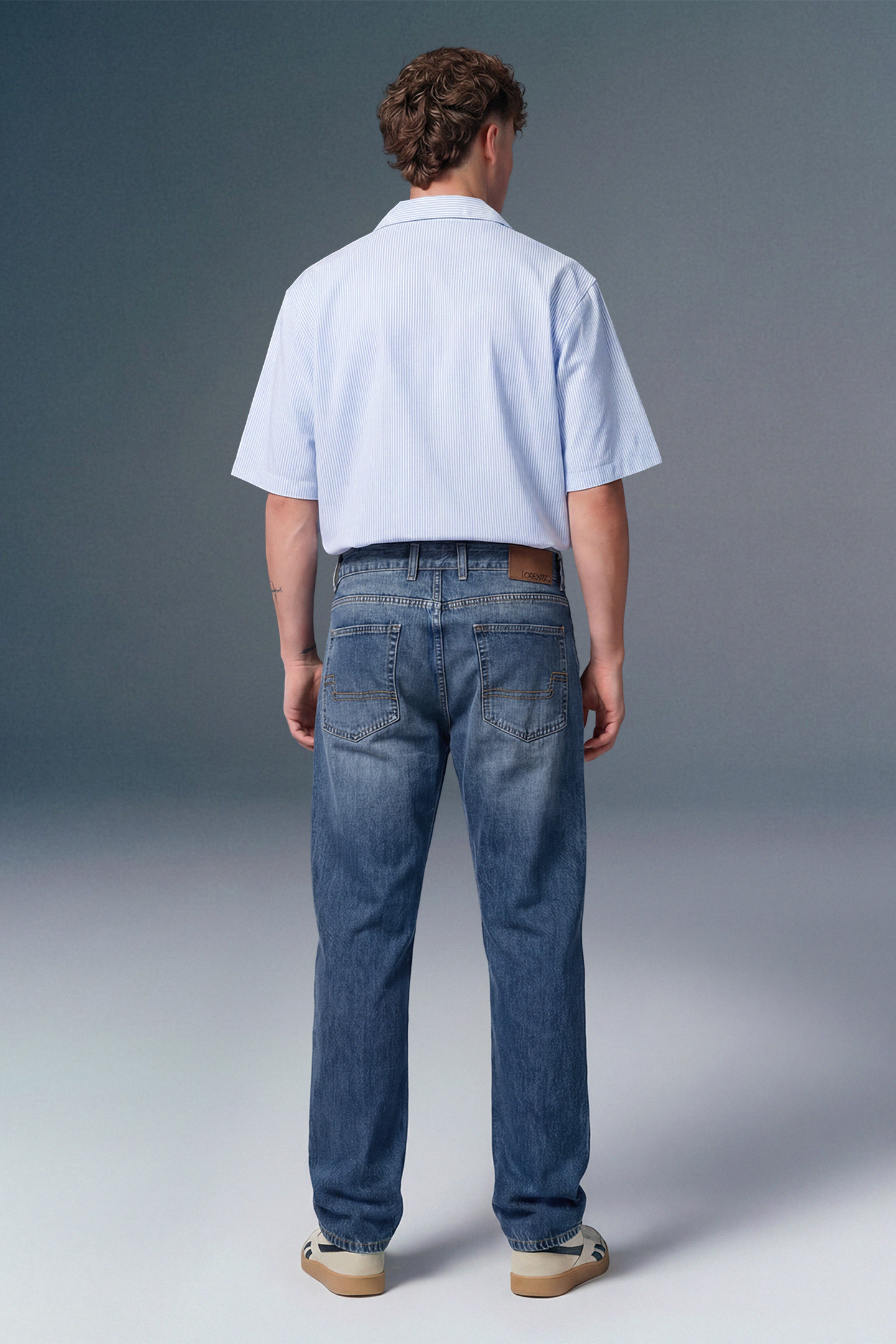 Light Blue Mid Rise Men's Straight Jeans