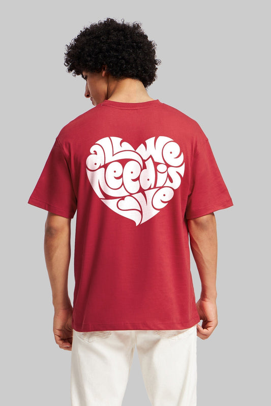 All You Need Is Love Red Oversized Fit T-Shirt Men