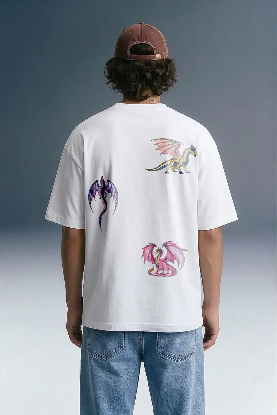 Dragon White Oversized T-shirt Men