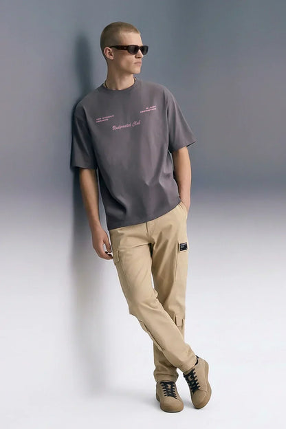 Aesthetic Logic Grey Oversized T-shirt Men