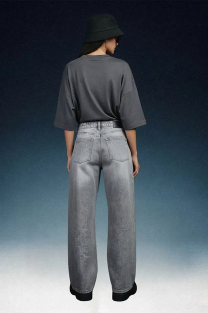 Light Grey High Rise Baggy Women Jeans