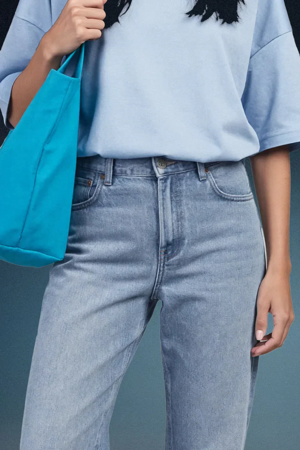 Light Blue High Rise Wide Leg Women Jeans