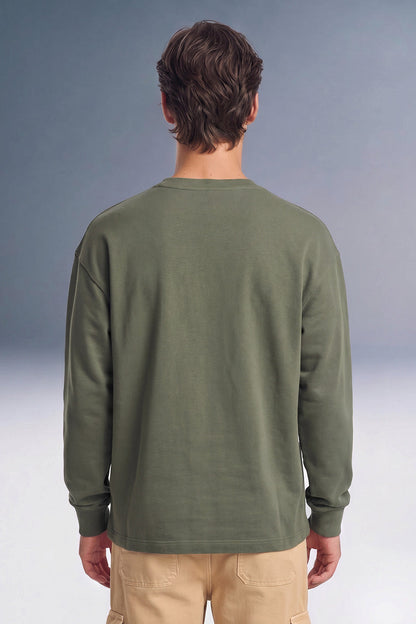 Barbed Wire Olive Oversized Long Sleeve T-shirt
