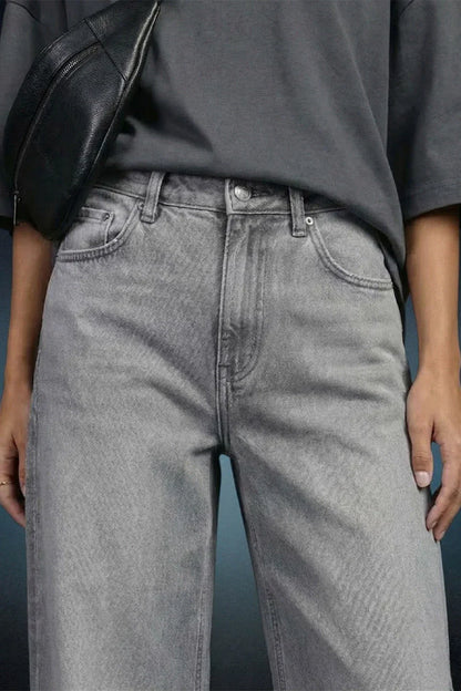 Light Grey High Rise Baggy Women Jeans