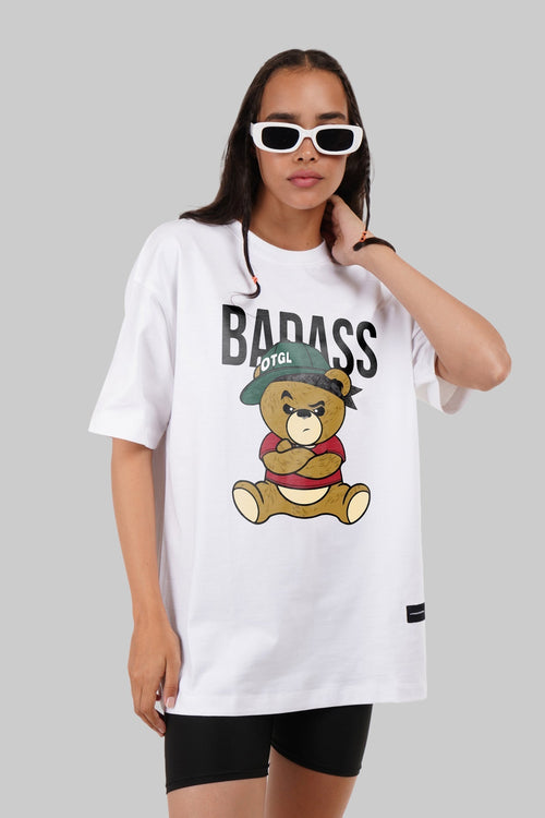 Badass Teddy White Oversized Fit T-Shirt Women