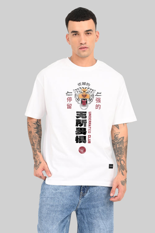 Bold And Brave White Oversized Fit T-Shirt Men