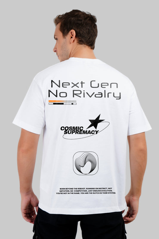 Cosmic Supremacy White Oversized Fit T-Shirt Men