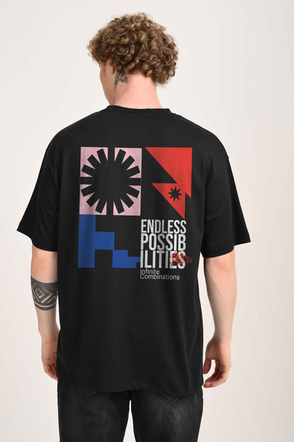 Endless Possibilities Black Oversized Fit T-Shirt Men