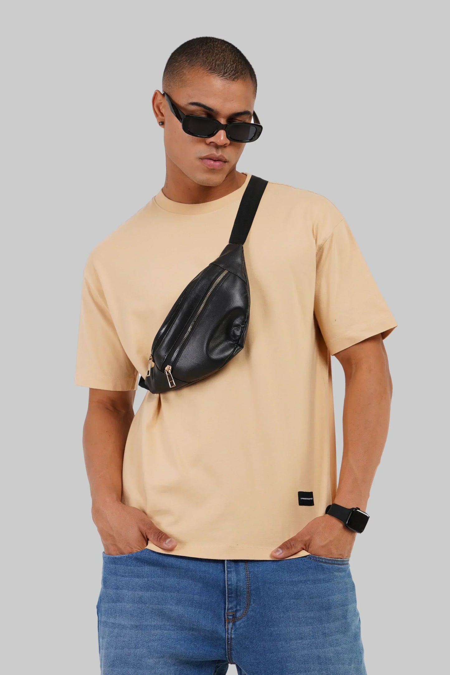 Pack of 4 Oversized Fit T-shirts - Blue/Lilac/Beige/Grey