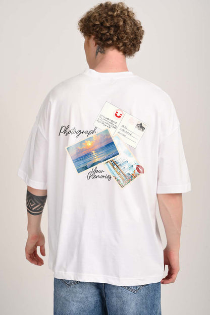 Photograph Memories White Baggy Fit T-Shirt Men