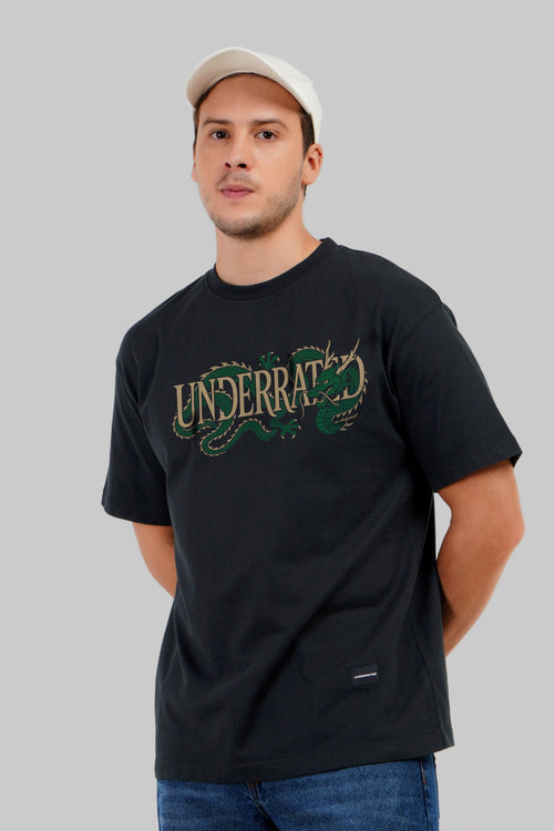 Underrated Dragon Black Oversized Fit T-Shirt Men