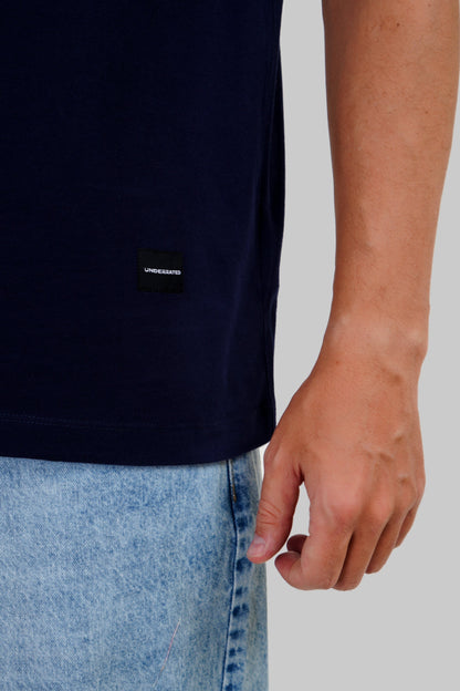 Pink Serpent Navy Blue Oversized Fit T-Shirt Men