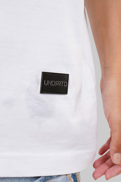 Confident Typographic White Baggy Fit T-Shirt Women