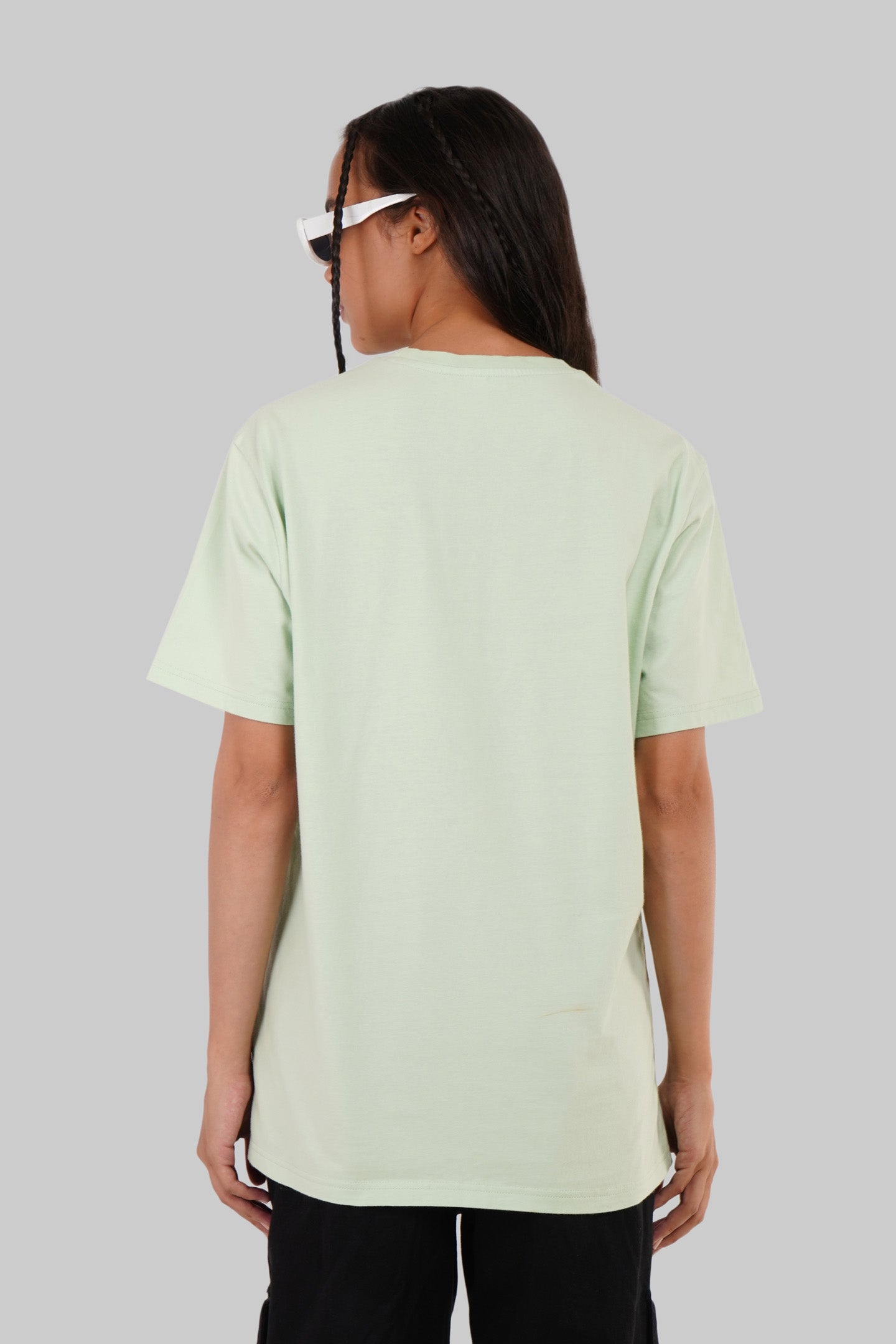 Cute Panda Style Light Green Boyfriend Fit T-Shirt Women