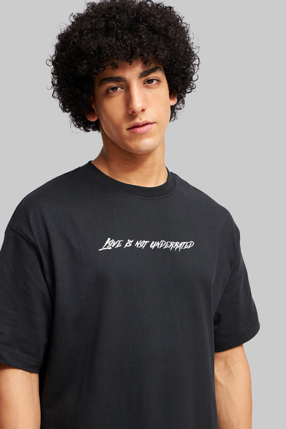 Tangled Heart Black Oversized Fit T-Shirt Men