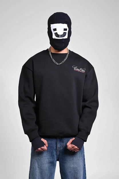 Black Oversized Embroidered Sweatshirt