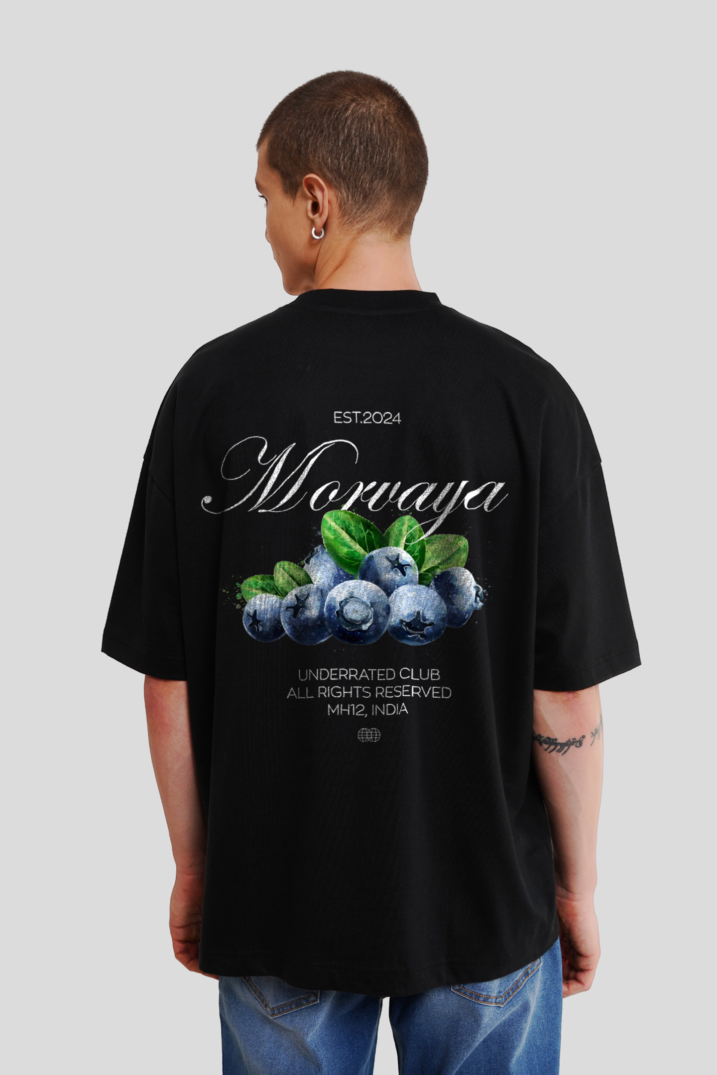Blueberries Black Baggy Fit T-Shirt Men