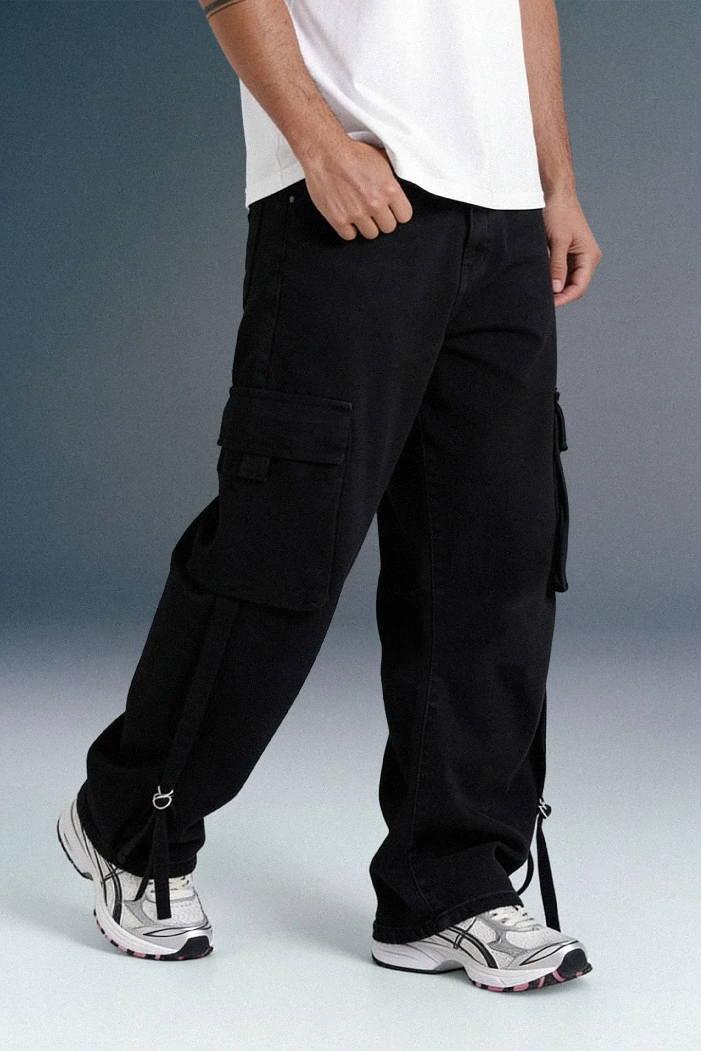 Deep Black Men's Baggy Cargo jeans