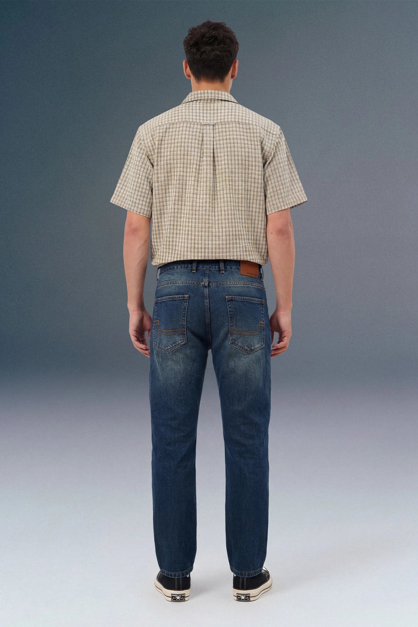 Blue Tinted Mid Rise Men's Straight Jeans