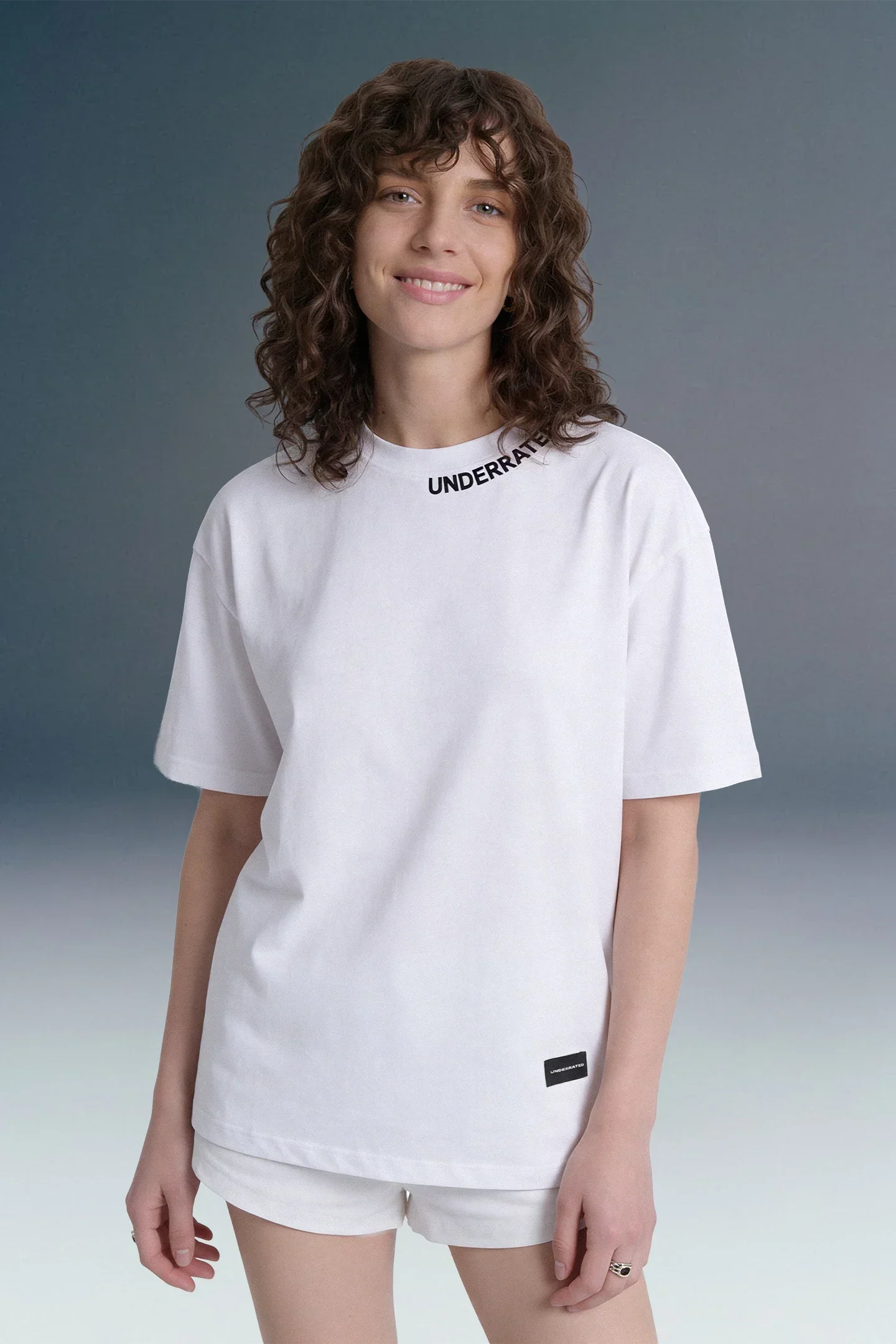 Underrated Curve White Oversized T-shirt